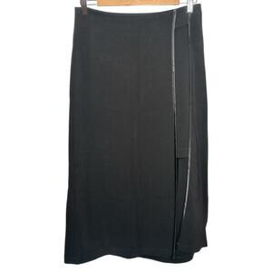 Pianurastudio Black Slit On One Side Layered Short Over Mid Skirt Size 44 US 4